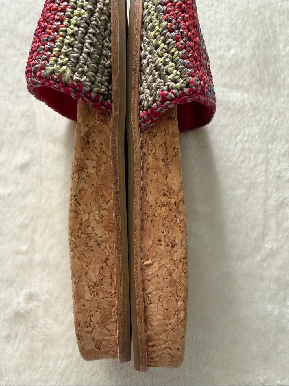 The Sak Multicolor Crochet Sunset Stripe Medallion Cork Slide Sandals, NWOT - Picture 8 of 11